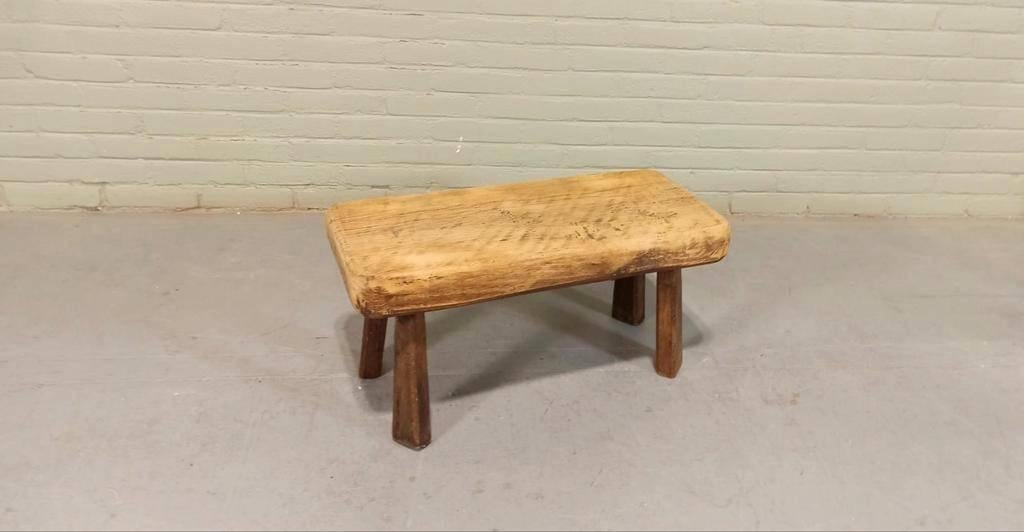 Vintage Wabi Sabi rustieke bijzettafel, Ophalen, Tweedehands, Bruin, Hout