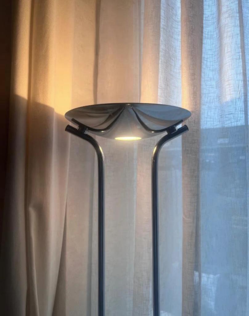 Vintage chrome chroom vloerlamp Estiluz, Ophalen, Gebruikt, 150 tot 200 cm