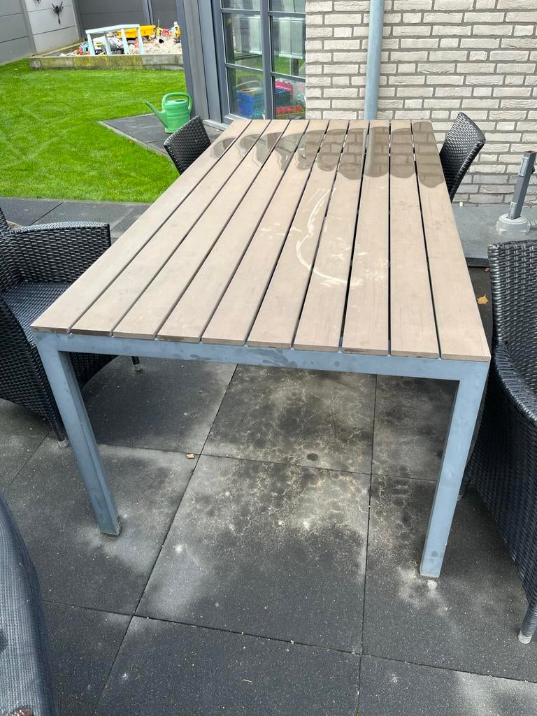 Tuinset met 4 stoelen en tafel, Tuin en Terras, Ophalen, 4 zitplaatsen, Gebruikt, Stoel