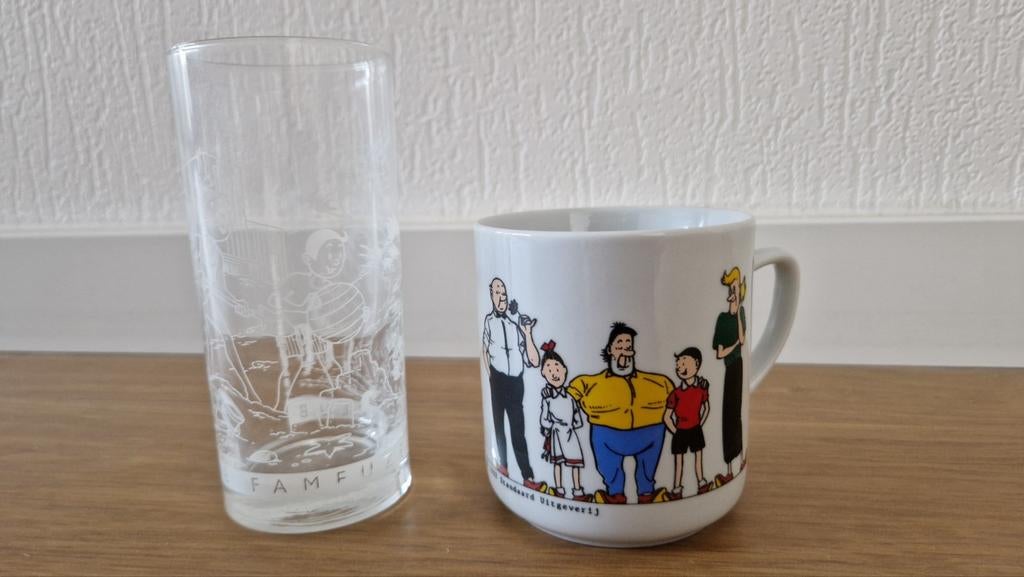 Suske en Wiske Mok en glas Fameuze Fanclub, Ophalen, Suske en Wiske, Zo goed als nieuw, Gebruiksvoorwerp