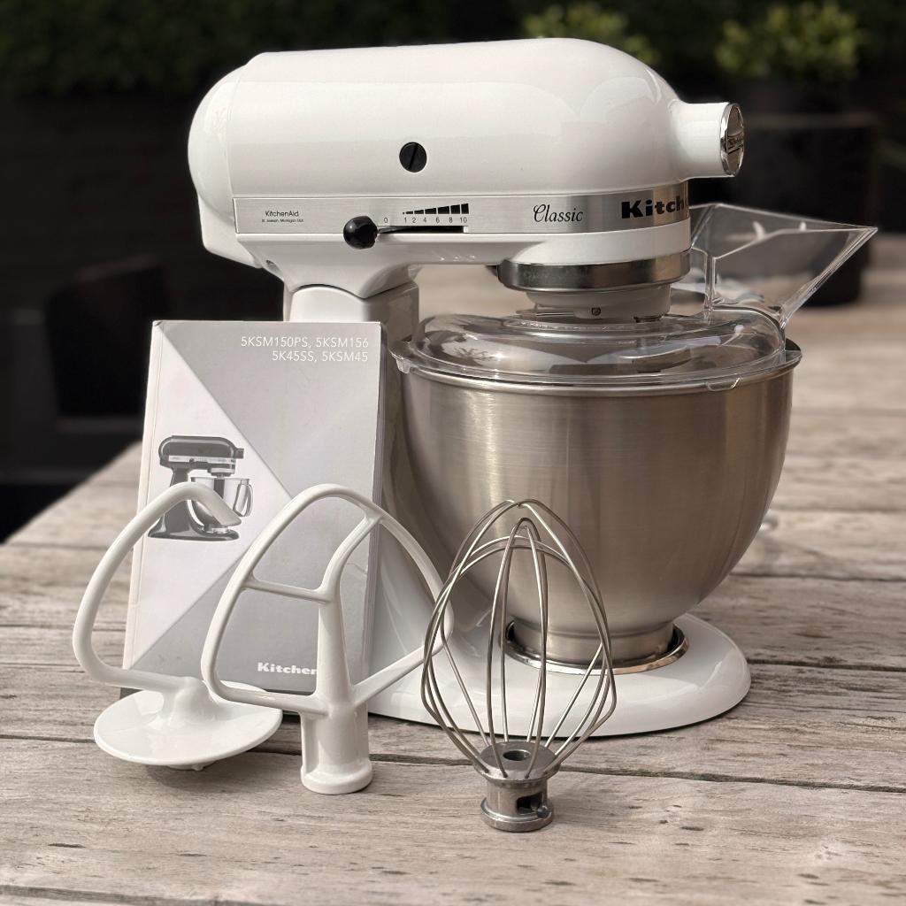Kitchenaid Classic wit, Witgoed en Apparatuur, Keukenmixers, 4 liter of meer, Ophalen, Zo goed als nieuw, 3 snelheden of meer