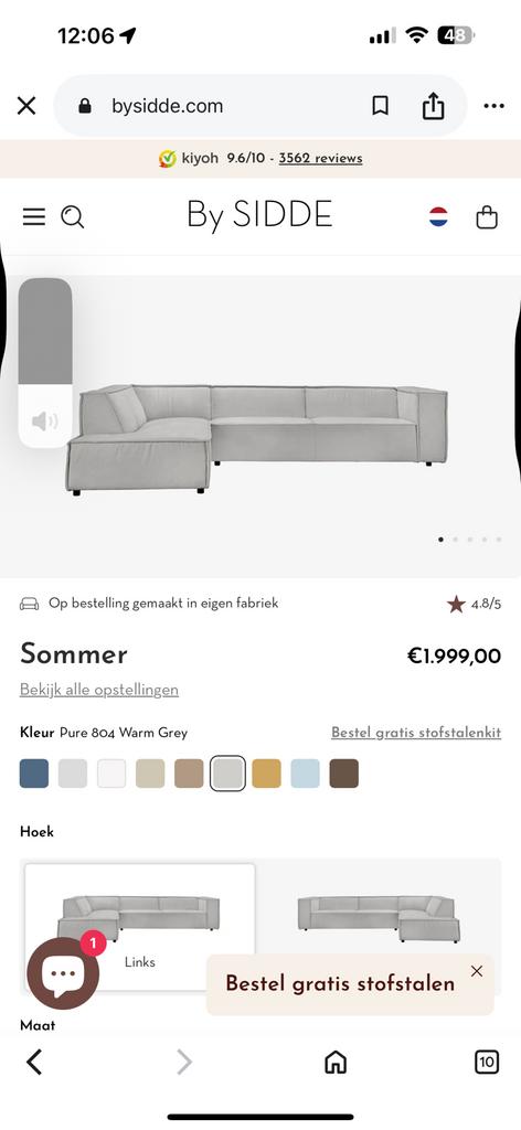 ZGAN BySIDDE Hoekbank Sommer - Grijs - 307 x 230, -, -, Hoekbank, 300 cm of meer