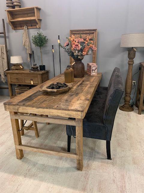 Oude Markttafel XXL L221xB91xH76cm, Ophalen, L&U, Rond, 200 cm of meer