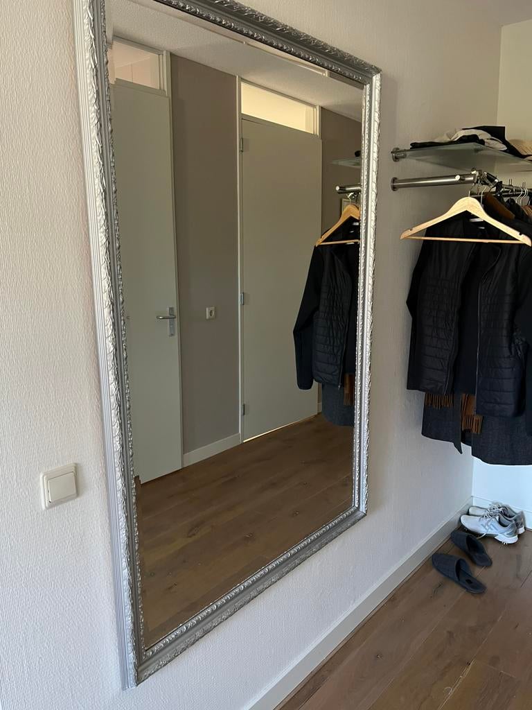 Grote spiegel, mooi facet geslepen rand., Ophalen, 125 cm of meer, Zo goed als nieuw, 150 tot 200 cm