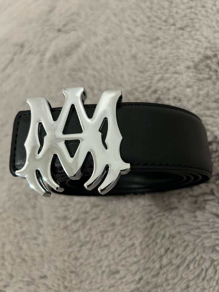 Amiri Riem Zwart Silver, Zo goed als nieuw, Echt leder, Zwart, 105 tot 115 cm