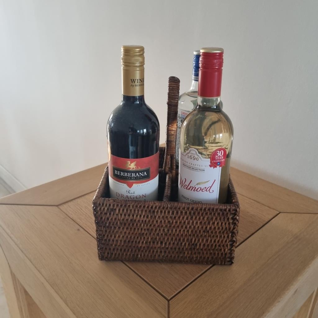 Birma Riet Flessen/Bestek Mand Vierkant 4 Vaks, Ophalen of Verzenden