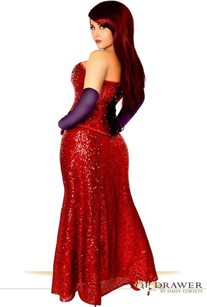 Jessica Rabbit jurk van Daisy Corsets - Maat L, Kleding | Dames, Ophalen of Verzenden, Nieuw, Maat 42/44 (L), Rood