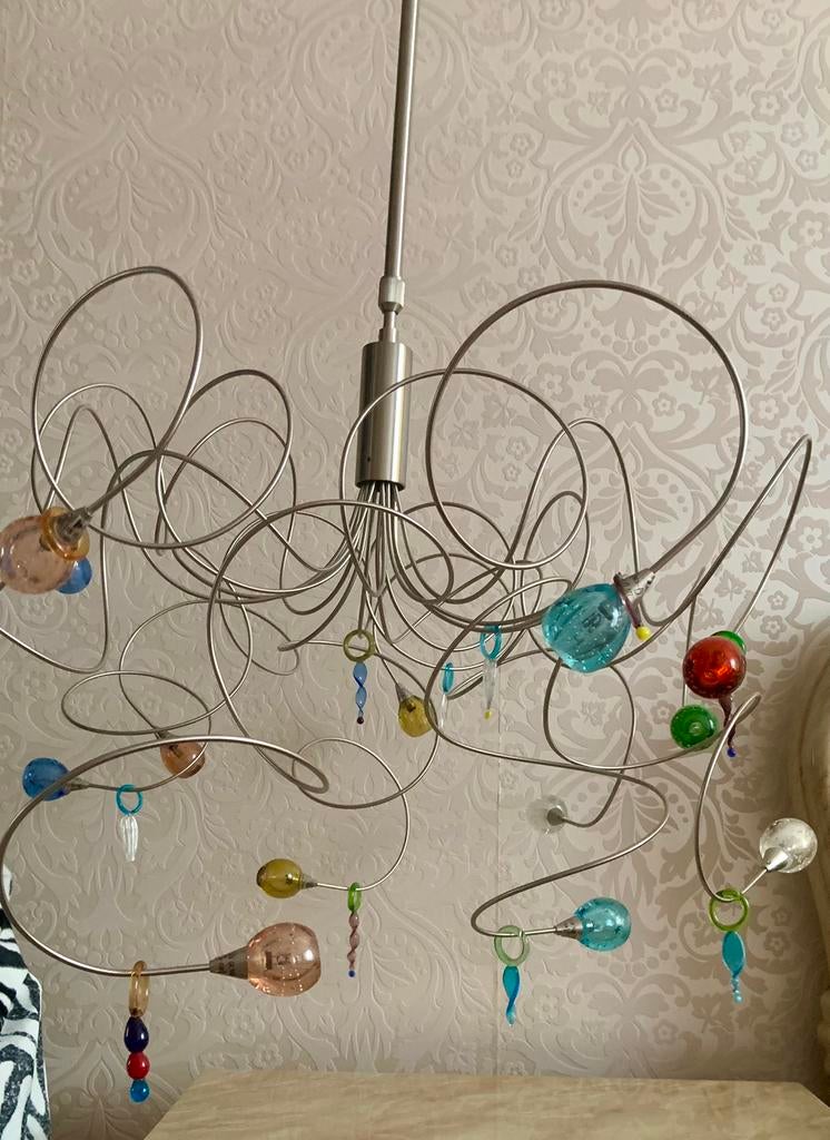 Harco Loor aardbei design hanglamp met 15 murano lampjes, Ophalen of Verzenden, Zo goed als nieuw, 75 cm of meer, Glas