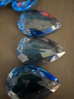 40x Blauwe Geslepen Druppel Glas Kralen Lamp Decoratie, Antiek en Kunst, Antiek | Glas en Kristal, Ophalen of Verzenden