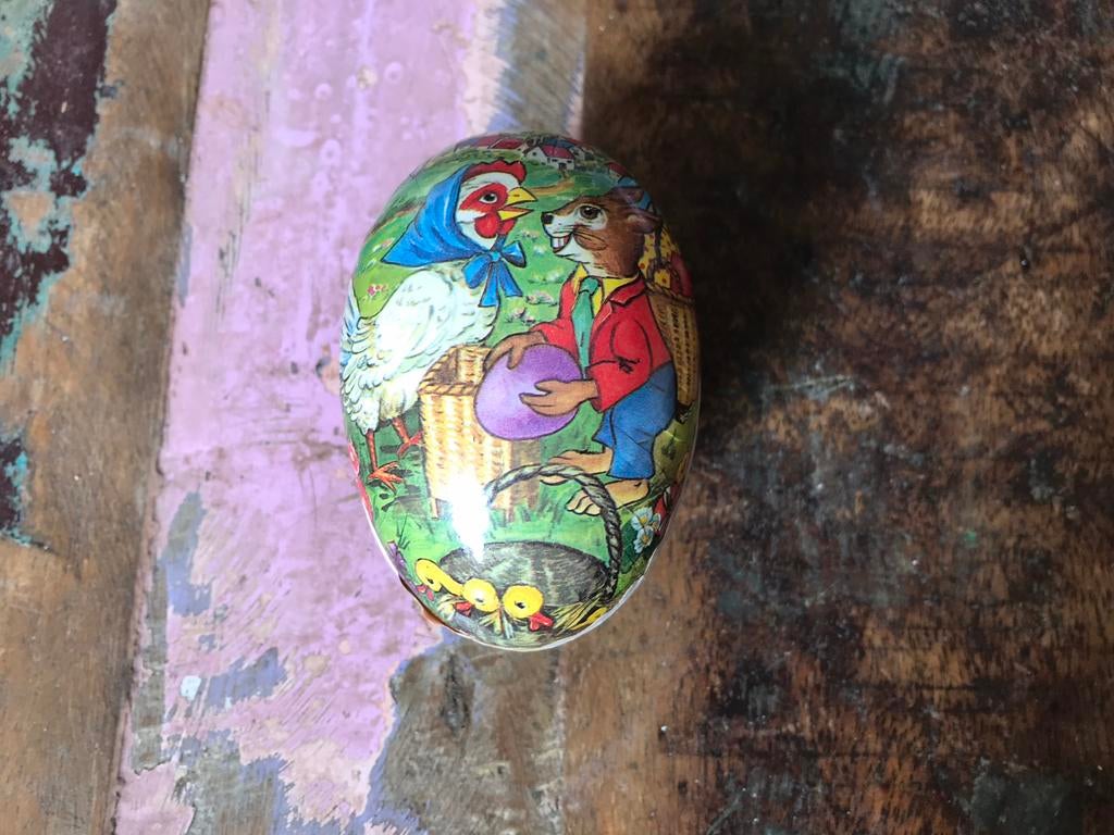 Vintage kartonnen paasei , candycan 1960 DDR , pasen, Ophalen of Verzenden