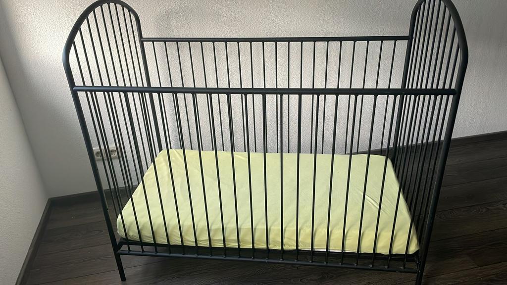 Ledikant zwart, Ophalen, 90 cm, Eenpersoons, Zwart