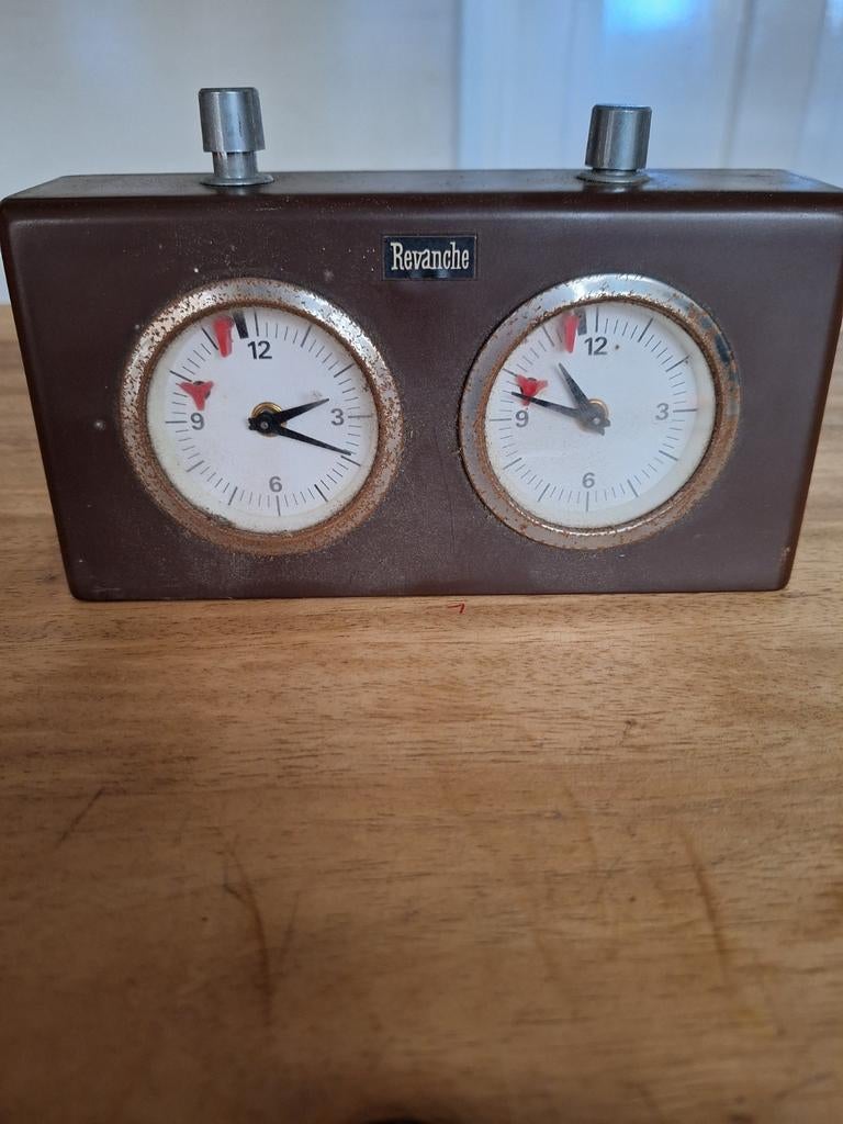 Vintage mechanische schaakklok, Ophalen of Verzenden