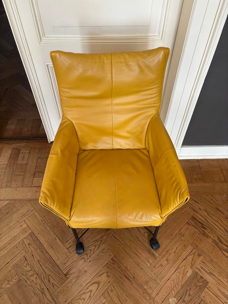 Set van 6 Montis Charly stoelen - Geel leer, Ophalen, Gebruikt, Overige kleuren, Leer
