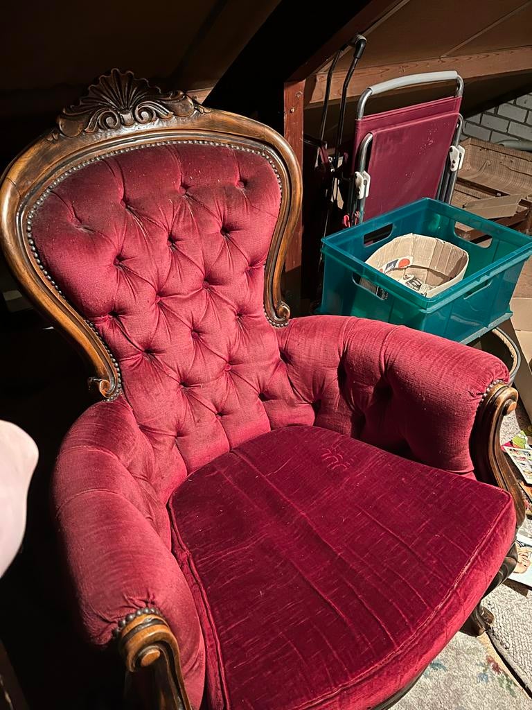 Fluwelen barok fauteuil - Rood, Ophalen