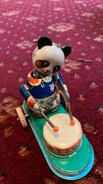 Oud speelgoed beer met trommel opwindbaar, Ophalen of Verzenden