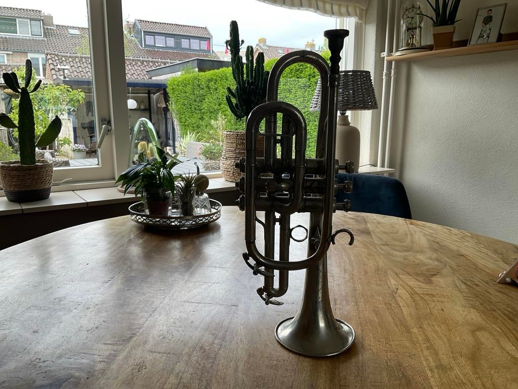 Vintage Trompet - Decoratief Instrument, Ophalen of Verzenden, Gebruikt, Bes-trompet