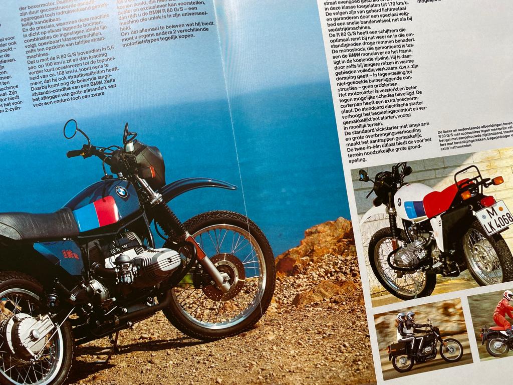 BMW brochure uit 1982 (R80 G/S, R 80 ST en de R 80 RT ), Motoren, Ophalen of Verzenden, BMW