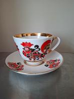 Lomonosov Vintage Kop en Schotel met Hanen Motief, Ophalen of Verzenden