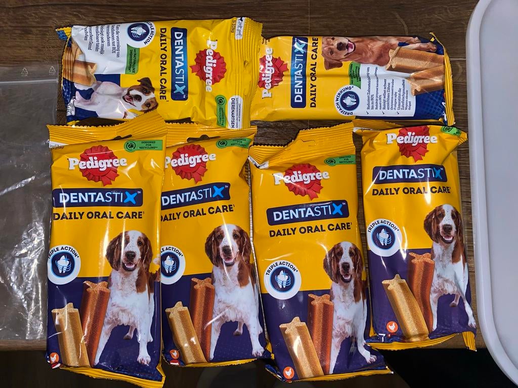 6 dichte verpakkingen Dentastix, Ophalen, Hond