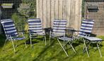 Set van 4 Crespo campingstoelen + 2 krukjes / tafeltjes, Ophalen, Gebruikt