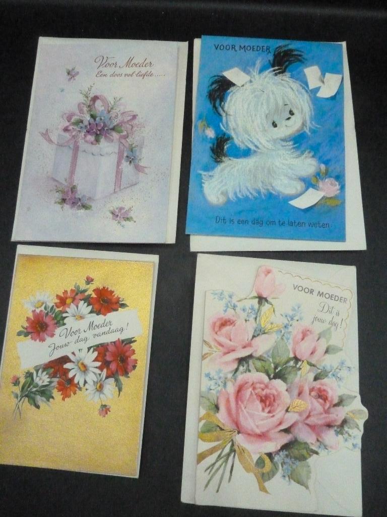 4 vintage moederdagkaarten waaronder pop-up jaren 60, Ophalen of Verzenden, Voor 1920, Ongelopen, Overige thema's
