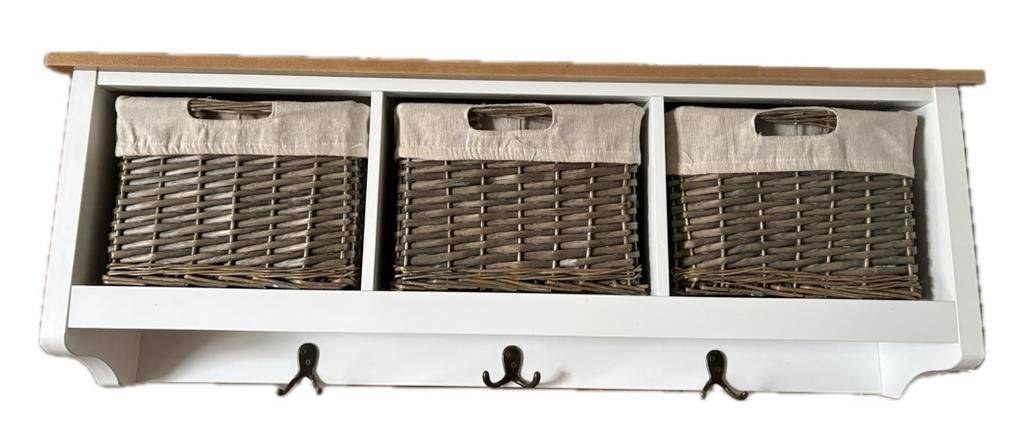 Kapstok met drie mandjes, Huis en Inrichting, Woonaccessoires | Kapstokken, Gebruikt, Minder dan 100 cm, Hout, Ophalen