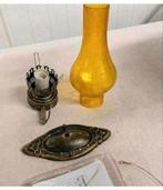 Wandlamp Industrieel olie-lamp lantaarn geel glas antiek set, Nieuw, Ophalen of Verzenden, H, Glas