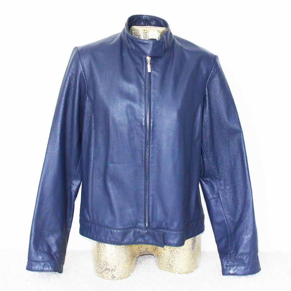 Zeer Mooie Blauwe Leren Cianelli Dames Jas (Maat 42) € 85,, Cianelli, Blauw, Maat 42/44 (L), Nieuw