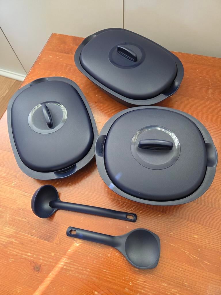 Tupperware Serveerschalen Set - Rond & Ovaal, Ophalen of Verzenden, Zo goed als nieuw, Blauw, Schaal