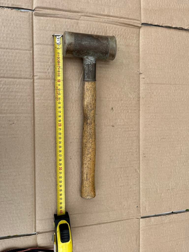 Vintage kunststof hamer met houten steel - Patent, Ophalen of Verzenden, Gebruikt