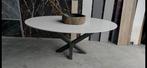 Natuursteen blad met ijzeren onderstel, Tuin en Terras, Tuintafels, Ophalen, Zo goed als nieuw, Ovaal, Overige materialen