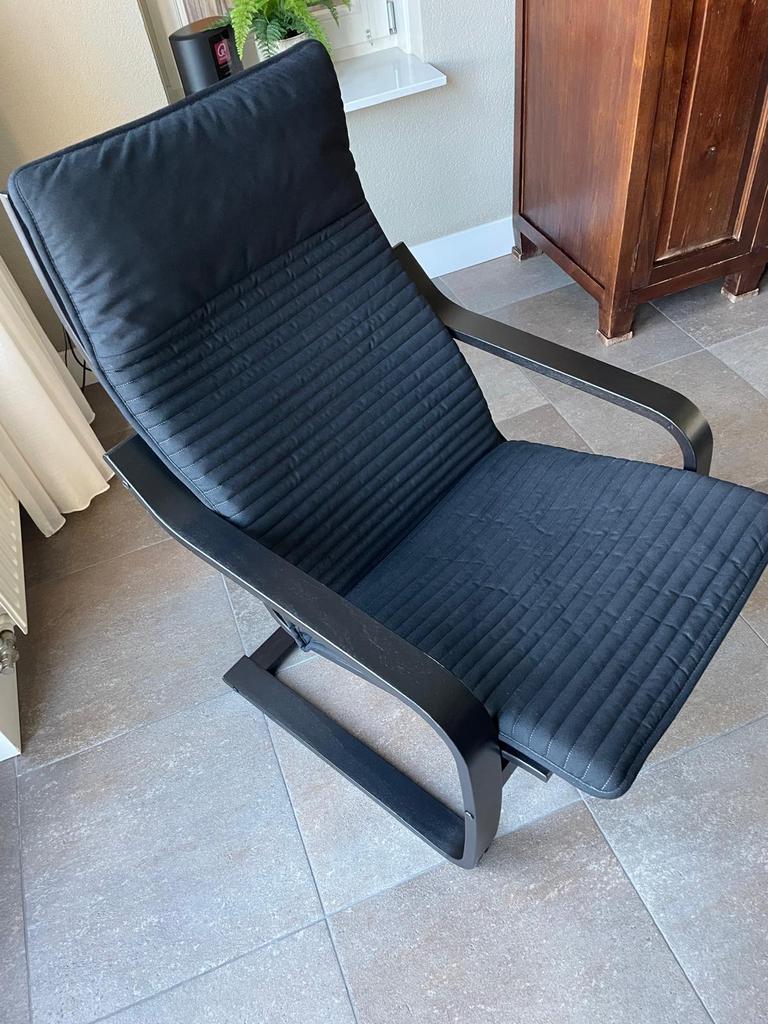 IKEA Poang fauteuil, zwart., Ophalen, 75 tot 100 cm, Zo goed als nieuw, Stof