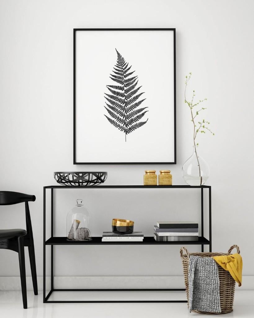 Zeefdruk botanisch planten Varen blad A3 poster zwart wit, Minder dan 50 cm, Verzenden, Nieuw, Foto of Poster