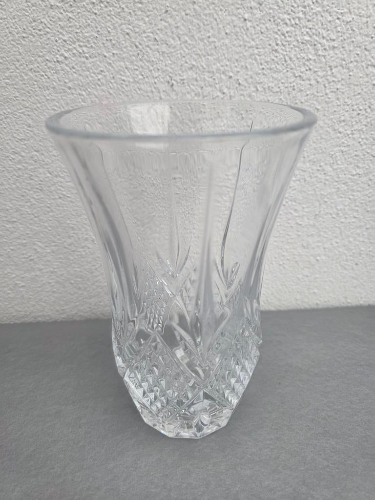 Glazen kristallen vaas met geslepen patroon, Antiek en Kunst, Ophalen of Verzenden