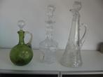 Drie verschillende antieke kristallen karaffen., Ophalen of Verzenden