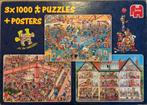 Jan van Haasteren 3x1000 stukjes puzzel + posters, Ophalen of Verzenden, Meer dan 50 stukjes, Gebruikt, 6 jaar of ouder