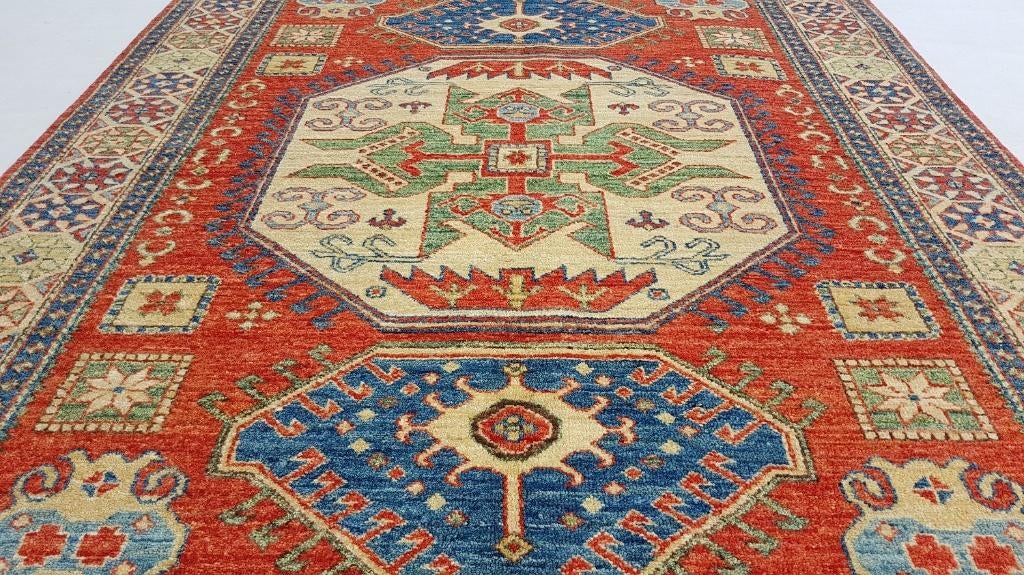 Handgeknoopt KAZAK Perzisch tapijt 210x152/kleed/kelim/Loper, 100 tot 150 cm, Www.simatapijten.nl, Nieuw, Ophalen of Verzenden