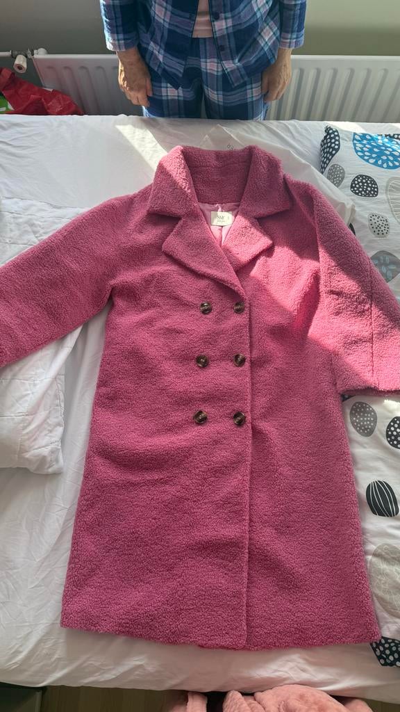 Roze teddy jas van SMF, maat XL, Kleding | Dames, Jassen | Winter, Ophalen of Verzenden, Zo goed als nieuw, Maat 46/48 (XL) of groter