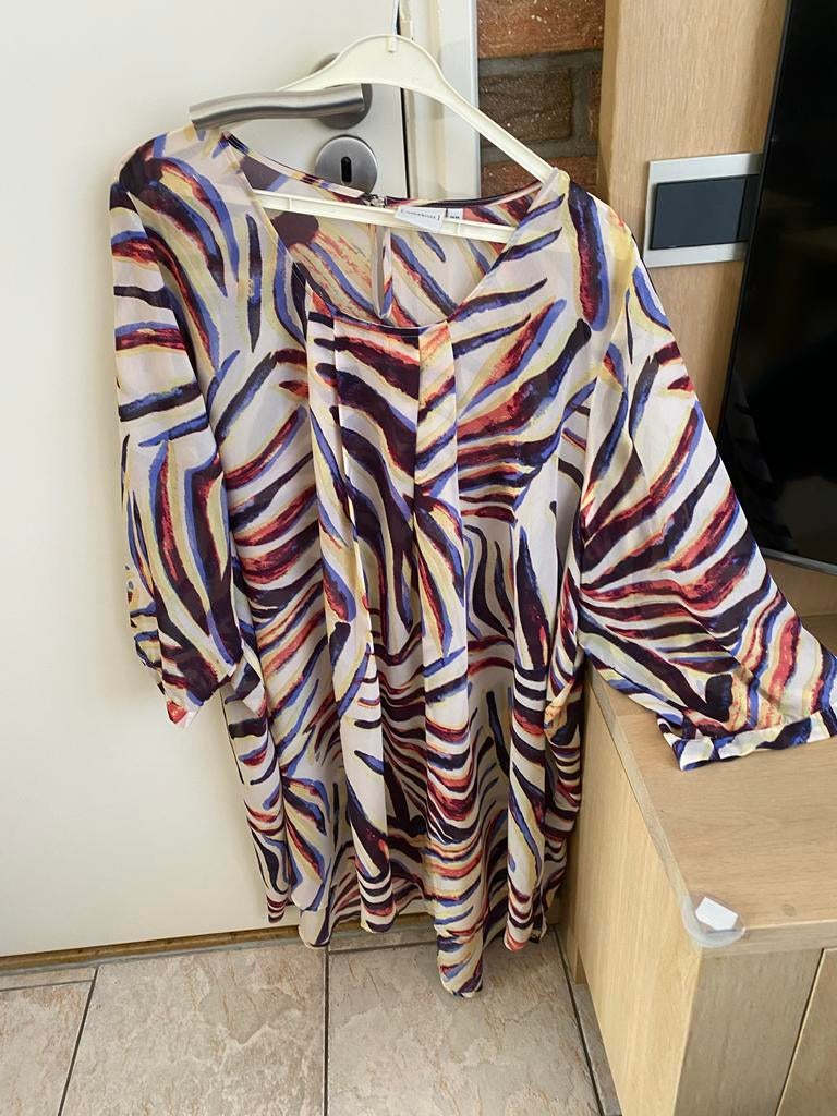 Lichtdoorschijnende tuniek met print - Maat 54, Kleding | Dames, Blouses en Tunieken, Zo goed als nieuw, Maat 46/48 (XL) of groter