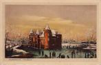 Muiden   -   Muiderslot  17e eeuws wintergezicht    =0013=, Ophalen of Verzenden, Voor 1920, Ongelopen, Noord-Holland