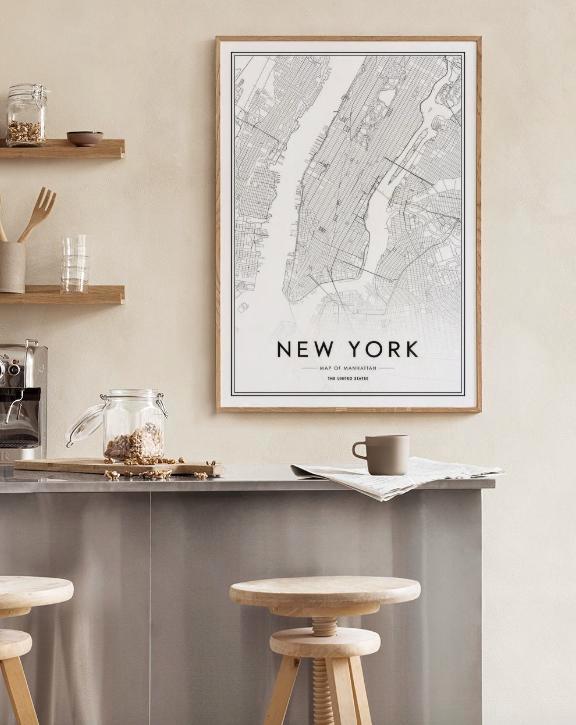 Poster map New York van Desenio incl. fotolijst van IKEA, Huis en Inrichting, Woonaccessoires | Wanddecoraties, Nieuw, Ophalen