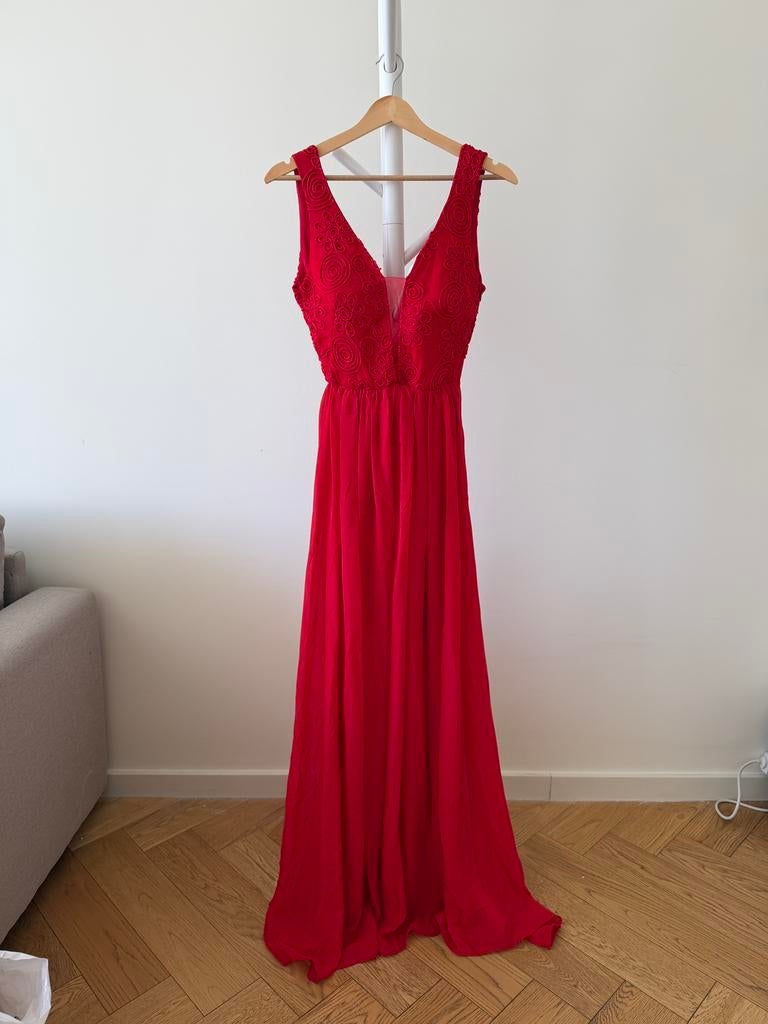 V neck red dress EU 36, Ophalen of Verzenden, Zo goed als nieuw, Rood, Overige typen