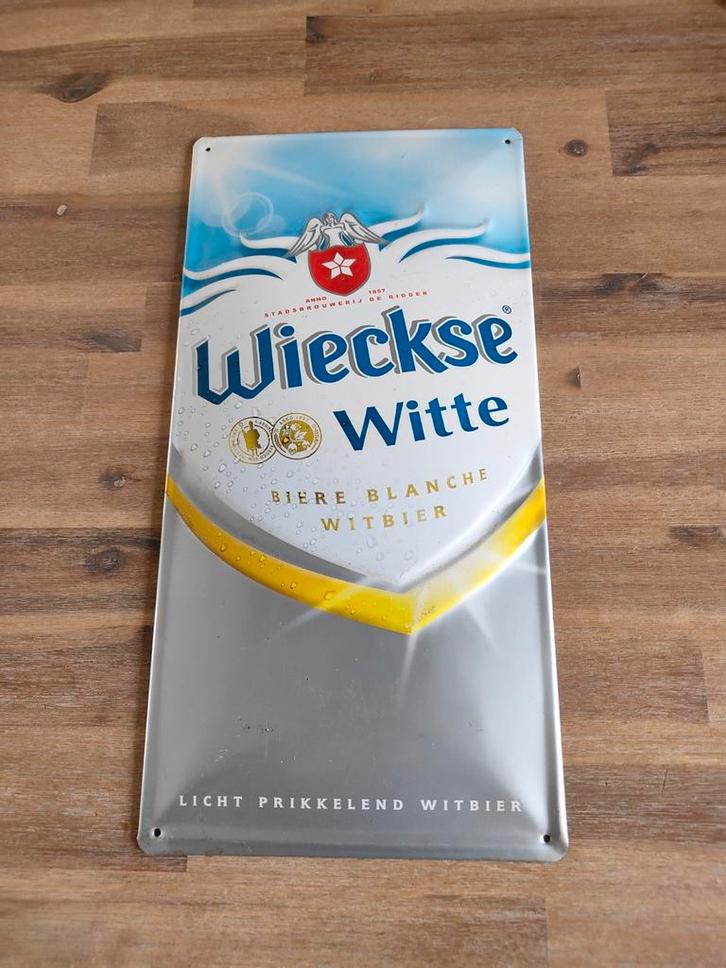 Wieckse Witte Bier Reclamebord - Licht Prikkelend Witbier, Verzamelen, Biermerken, Gebruikt, Overige merken, Ophalen of Verzenden