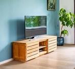Teakhouten tv meubel met twee deurtjes en twee planken, Huis en Inrichting, Ophalen, Gebruikt, 150 tot 200 cm, Teakhout