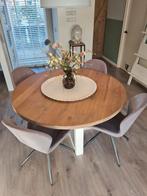 Mooie ronde eikenhouten eettafel - 140cm diameter, Gebruikt, Ophalen of Verzenden, Vier personen, 100 tot 150 cm