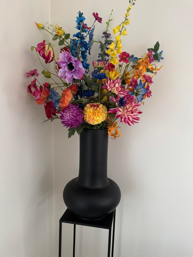 Zijde bloemen incl pilaar en vaas, Ophalen, Nieuw