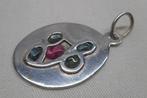 Zilveren vintage hanger met stenen nr.1500, Verzenden, Zo goed als nieuw, Zilver, Zilver