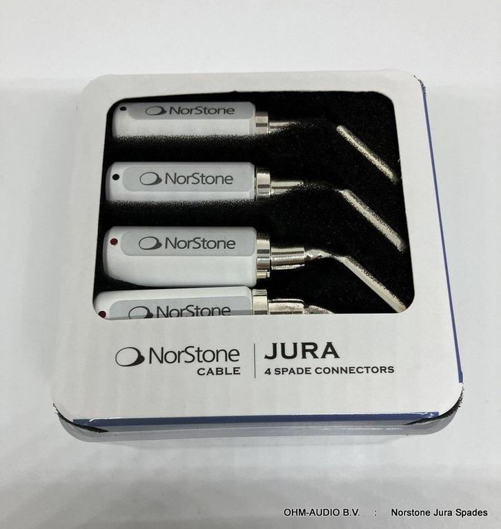 Norstone Jura Spades, Verzilverd, Set van 4 Stuks, Nieuw, Audio, Tv en Foto, Audiokabels en Televisiekabels, Nieuw, Overige kabels