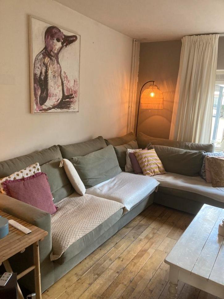 Hoekbank, Huis en Inrichting, Banken | Bankstellen, Gebruikt, Hoekbank, Vierpersoons of meer, 300 cm of meer, Stof, Ophalen