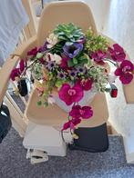 Kunst bloemstuk  alle kleuren  doorelkaar  inclusief  Vaas, Ophalen